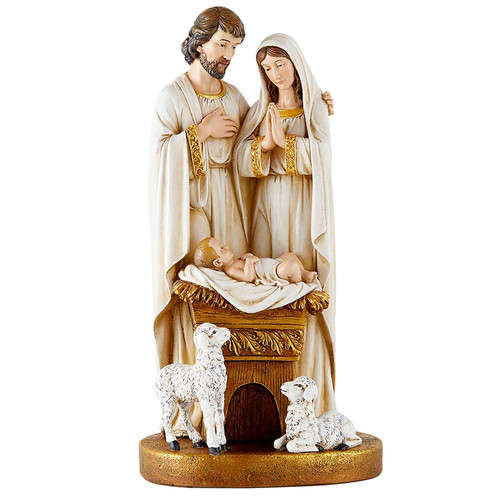 10" Away In A Manger Holy Family Nativity Scene | Resin
