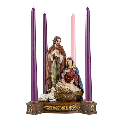 10" Holy Family Advent Candleholder | Resin