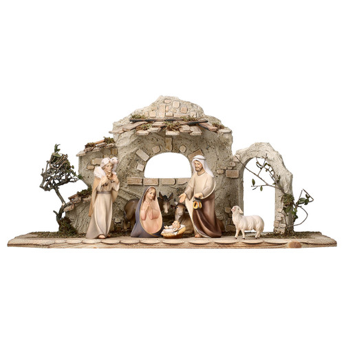 9-Piece Comet Nativity Set with Ornate Stable | Hand Carved in Italy | Multiple Sizes