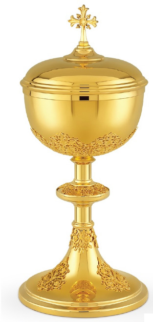 12" Ornate Traditional Covered Ciborium | 24K Gold Plated | Made in Poland