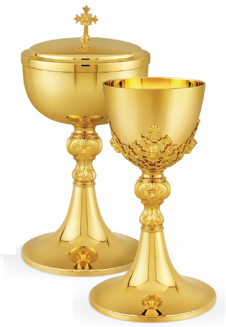 12" Ornate Node Traditional Covered Ciborium | 24K Gold Plated | Made in Poland