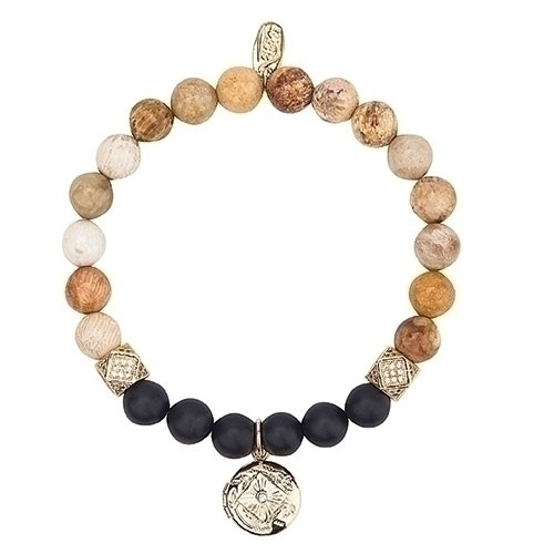 Blue Locket Stretch Prayer Bracelet | Semi-Precious Gemstones