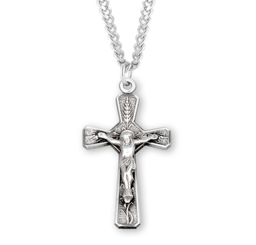 Eucharist Sterling Silver Crucifix | 24" Chain