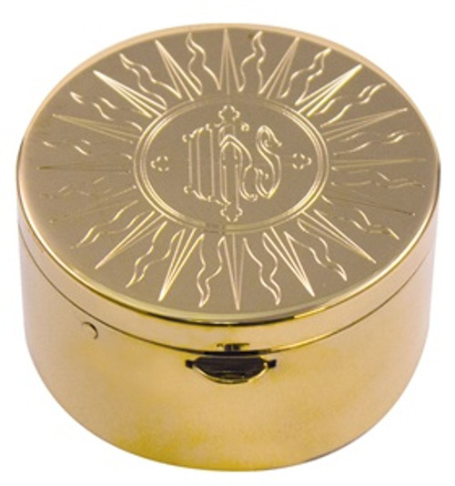 IHS Engraved Pyx | 24K Gold Plate | Satin Inside | Holds 20 Hosts
