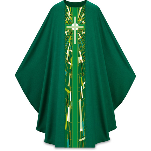 #7505 Lightweight Printed Cross Gothic Chasuble | Plain Collar | Polyester | All Colors