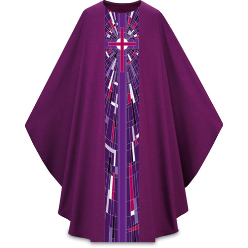 #7505 Lightweight Printed Cross Gothic Chasuble | Plain Collar | Polyester | All Colors