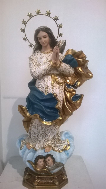 24" Assumption Fiberglass Statue | Fancy Finish | Made in Colombia