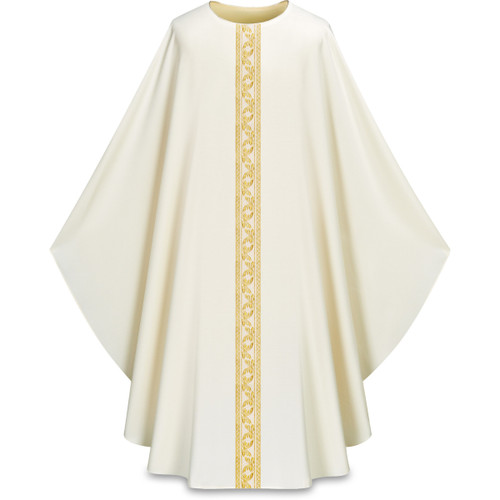 #5184 Lightweight Single Gold Band Chasuble | Plain Collar | Polyester | All Colors