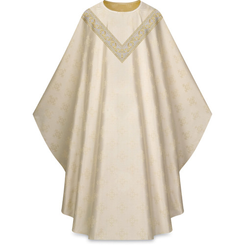 #5050 "V" Banded Gothic Chasuble | Plain Neck | 100% Damask Poly | All Colors