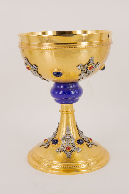 #623M "Reims" Hand Chiseled Medium Chalice | 7-1/2", 10oz. | Gold Plated | Handmade in Italy