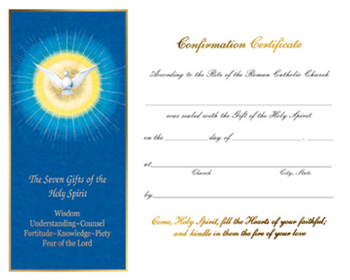 Seven Gifts Confirmation Certificates | Box of 50