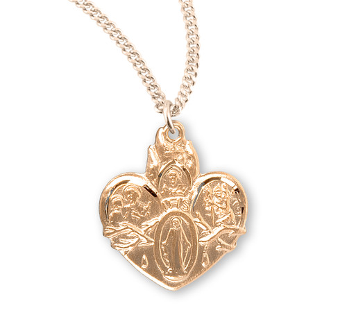 Gold Over Sterling Silver Heart Shape 4-Way Medal