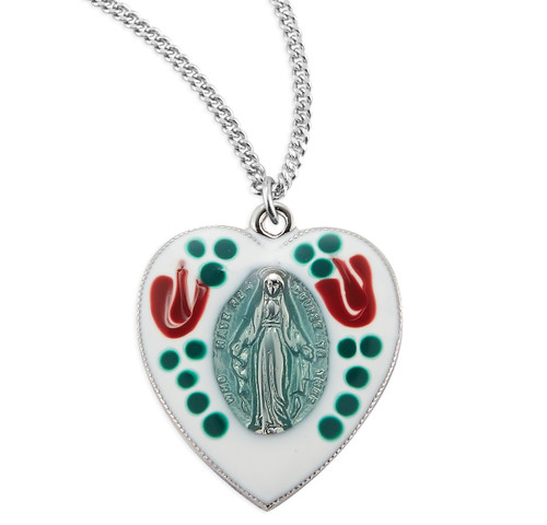 Sterling Silver Enameled Miraculous Medal