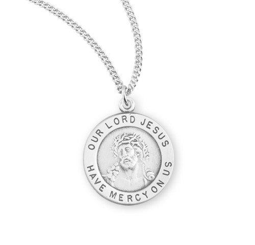 Sterling Silver Round Lord Jesus Christ Medal