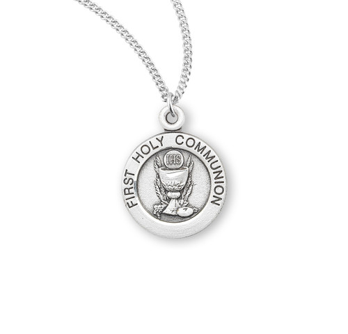 First Communion Round Sterling Silver Medal