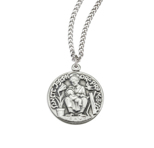 Sterling Silver St. Joseph Medal Seated with  Infant Jesus