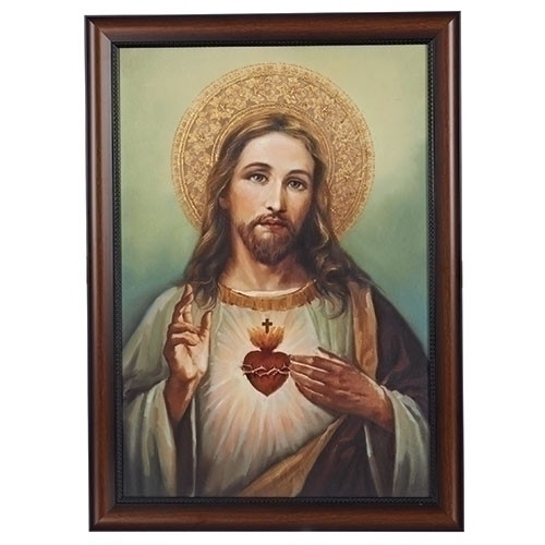 27" Sacred Heart Framed Art