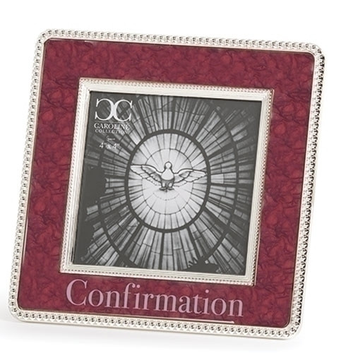 6" Red Enamel Confirmation Frame | Holds 4" x 4" Picture