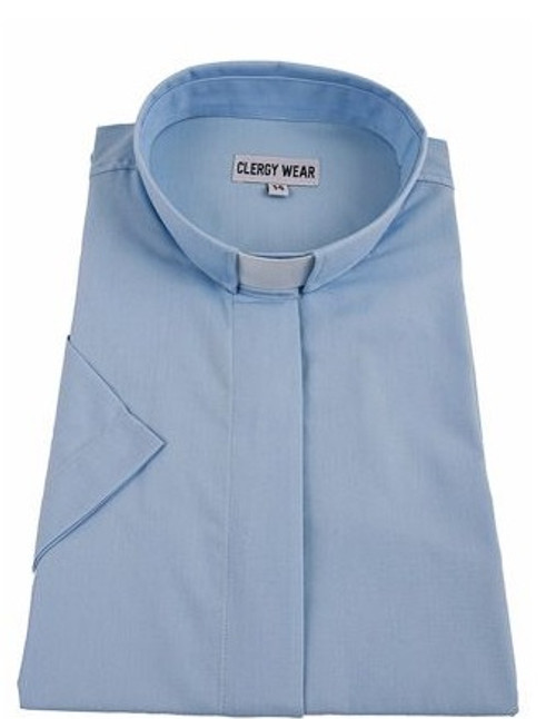 Women's Clergy Shirt | Tab Collar | Short Sleeve | Light Blue
