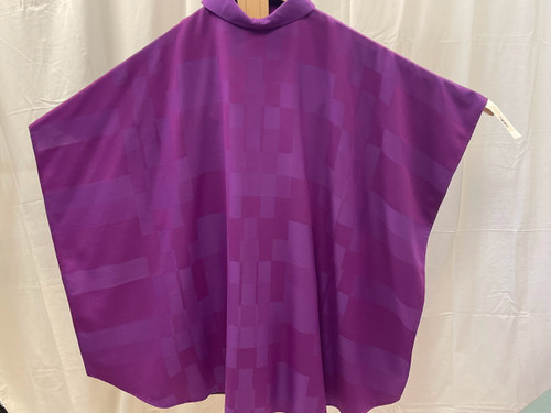 Purple Woven Cross Monte Casino Monastic Chasuble | Roll Collar | Wool/Trevira | Made in Germany