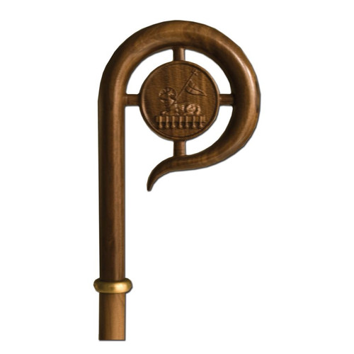 Solid Walnut Crozier with Agnes Dei Carving | 72"H