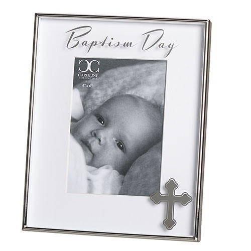 8.75" Baptism Day Frame With Cross | Holds 4" x 6" Photo