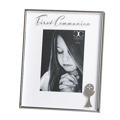 8.75" First Communion Frame With Cross | Holds 4" x 6" Photo