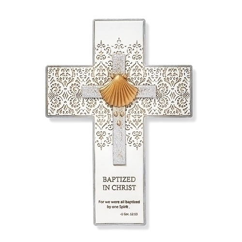 9" Baptism Wall Cross | Polyresin