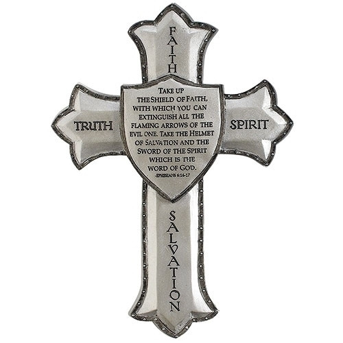 8.25" Armor of God Wall Cross | Resin/Stone