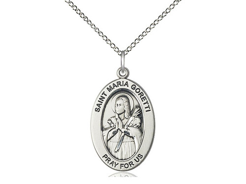 St. Maria Goretti Oval Solid Sterling Silver Medal | Multiple Chain Lengths