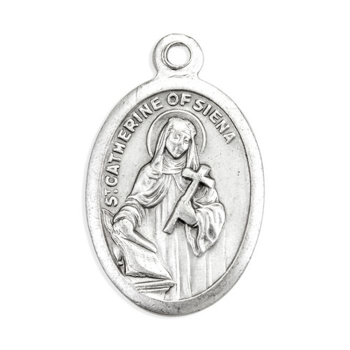 1" Saint Catherine Oval Antiqued Silver Oxidized Medal | Bag of 25