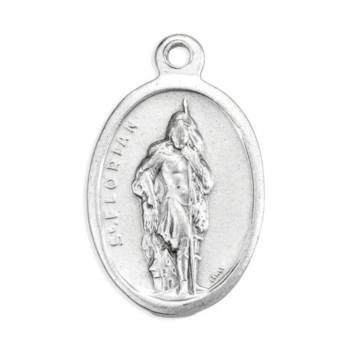 1" Saint Florian Oval Antiqued Silver Oxidized Medal | Bag of 25