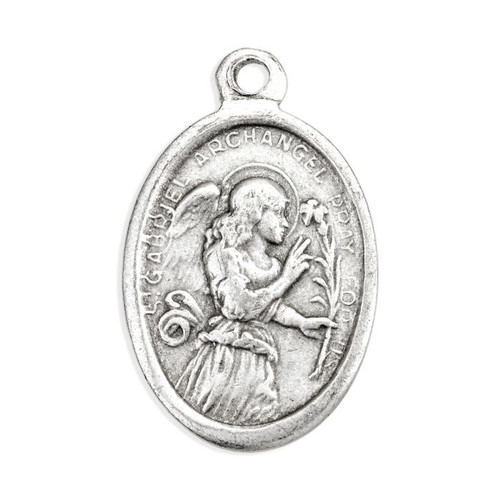 1" Saint Gabriel Oval Antiqued Silver Oxidized Medal | Bag of 25