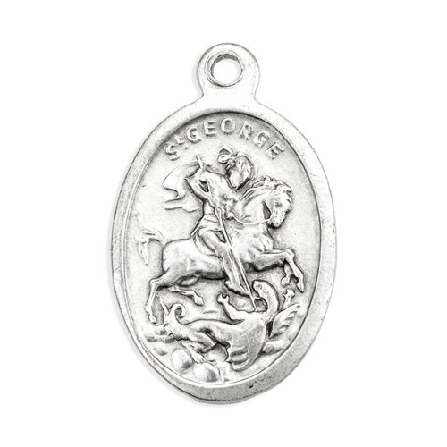 1" Saint George Oval Antiqued Silver Oxidized Medal | Bag of 25