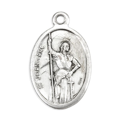 1" Saint Joan of Arc Oval Antiqued Silver Oxidized Medal | Bag of 25