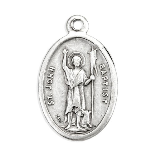 1" Saint  John the Baptist Oval Antiqued Silver Oxidized Medal | Bag of 25