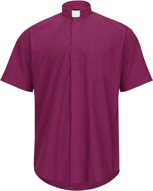 Men's Clergy Shirt | Tab Collar | Short Sleeve | Red Purple