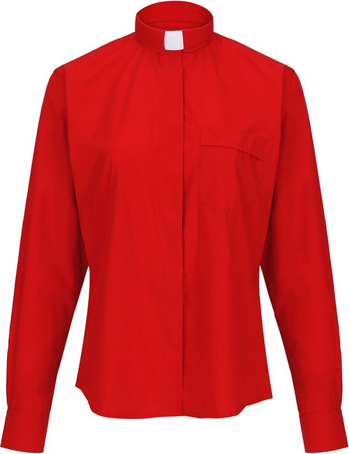 Women's Clergy Shirt | Tab Collar | Long Sleeve | Red