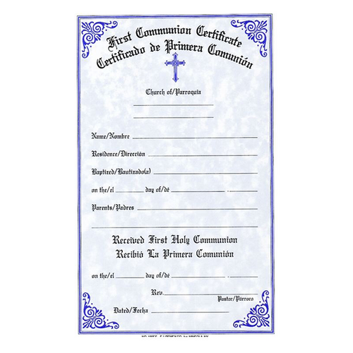 Bilingual First Communion Certificates | Pad of 50