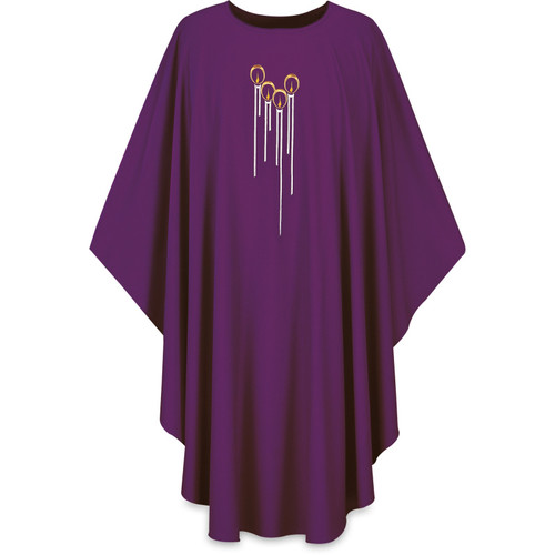 #3266 Advent Candle Gothic Chasuble | Plain Collar | 100% Polyester