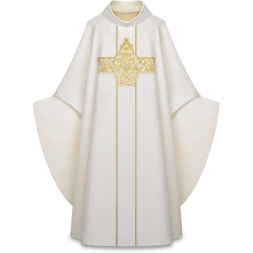 #5287 Lightweight Embroidered Gothic Chasuble | Roll Collar | Silk/Poly