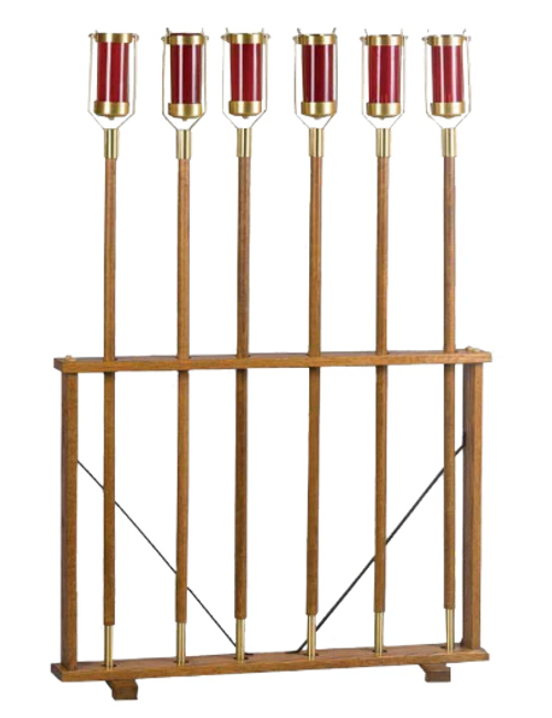 #3956 Processional Torch Stand | Solid Oak | Holds 6 Torches