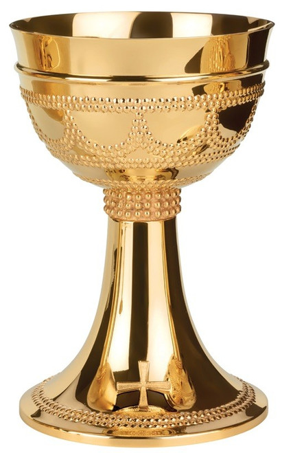 #2295 Hand-Chiseled Visigothic Chalice | 7-1/4" | 24K Gold-Plated