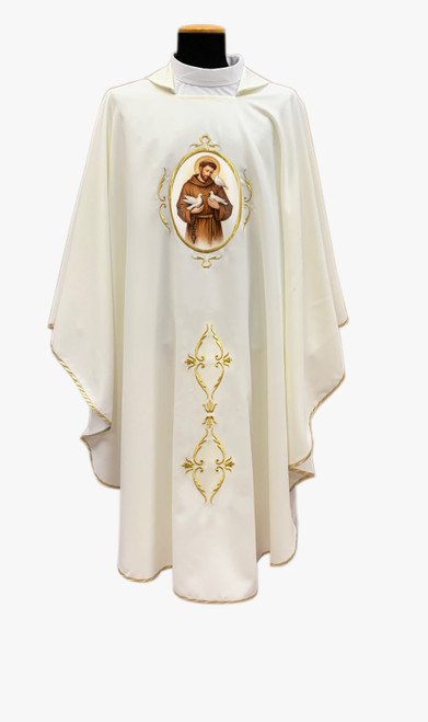 Printed Saint Francis Chasuble | Square Collar | 100% Poly