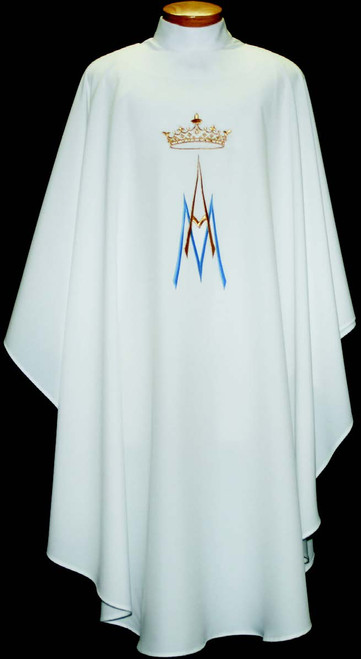 #2029 Embroidered Marian Crown Chasuble | Poly/Linen Weave