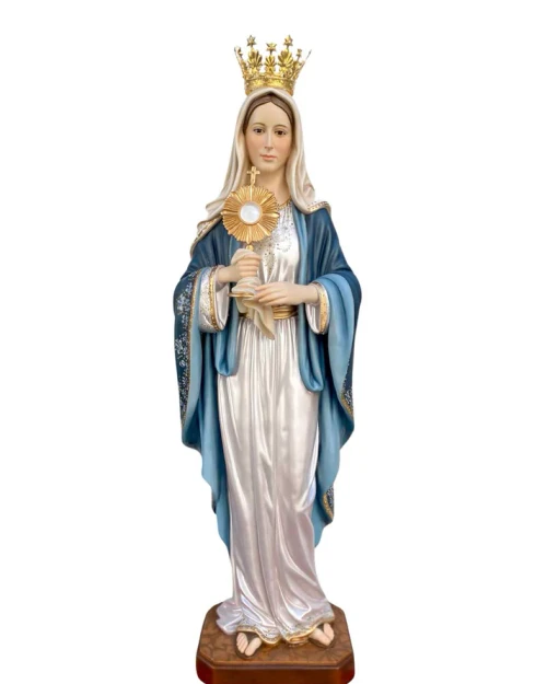 56" Our Lady of the Blessed Sacrament Statue | Fancy Color Finish | Made in Colombia