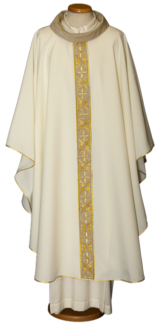 QUICK SHIP | Lightweight Embroidered Chasuble | Roll Collar | 100% Polyester | All Colors