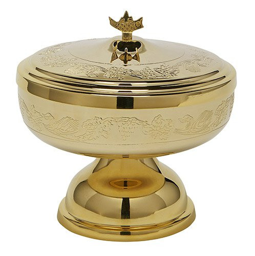 Grape & Leave Engraved Ciborium | 450 Hosts | Gold-Plated