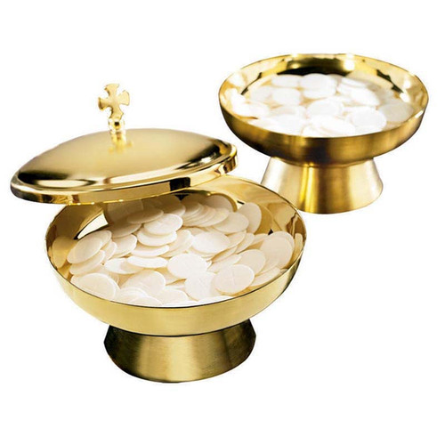 Large Ciborium with Cross Top | 500 Hosts | Gold-Plated