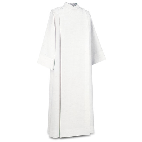 #11-146 Lightweight Linen/Viscose Coat Style Alb | Button Closure | Off White | Poly/Viscose/Linen